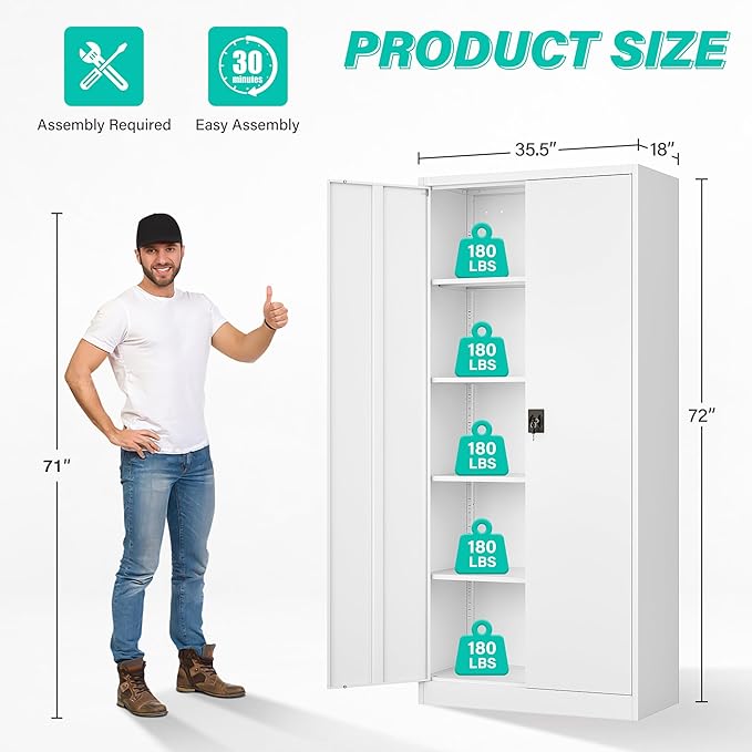 SISESOL Wide & Deep Metal Storage Storage Cabinet - Image 3