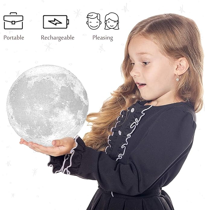 PRUGNA Moon Lamp, 1200mAh Ultra-Long Endurance Night Light, 7.1" 16 Colors LED - Image 2