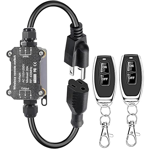 AC110V Remote Control Power Switch, Waterproof Wireless Light Switch, 165 Feet by Urant