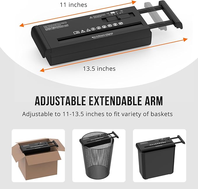 Suntiko Small Paper Shredder for Home, 6 Sheet Strip Cut Paper Shredder Without - Image 4