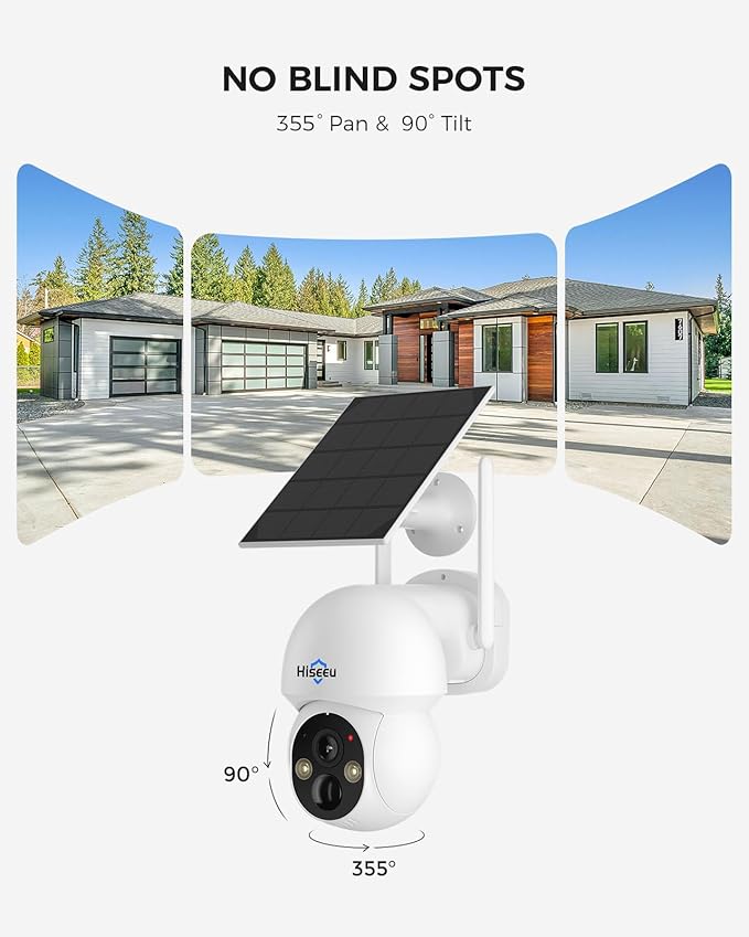 Hiseeu Solar Wireless Security Camera Outdoor, 2.4G & 5G WiFi, Color Night - Image 3