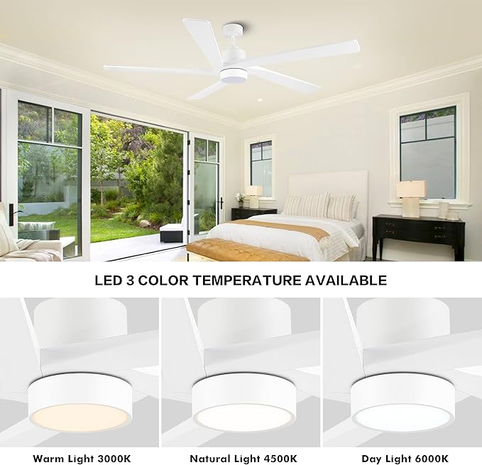WINGBO 64" DC Ceiling Fan with Lights and Remote Control, 5 Carved Wood Blades - Image 5