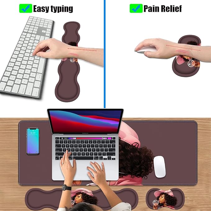 4 in 1 Ergonomic Keyboard Wrist Rest & Mouse Pad Wrist Rest Set, Large XXL - Image 6