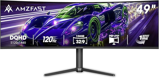 Amzfast 49 Inch Curved Monitor 120Hz DQHD 5120x1440p Ultrawide Gaming Monitor by Amzfast