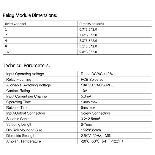 GUETNEU Relay Board, 16 Channel 1 SPDT DIN Rail Mount 24V DC/AC Relay, - Image 8