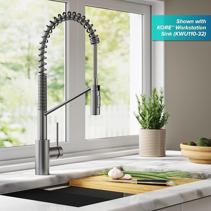 KRAUS Oletto Commercial Style Single Handle Pull Down Kitchen Faucet - Image 3