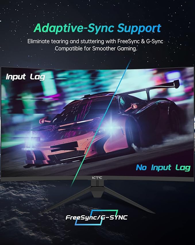 KTC 27 inch Gaming Monitor, 1440P Curved Monitor, FreeSync/G-Sync Compatible - Image 5