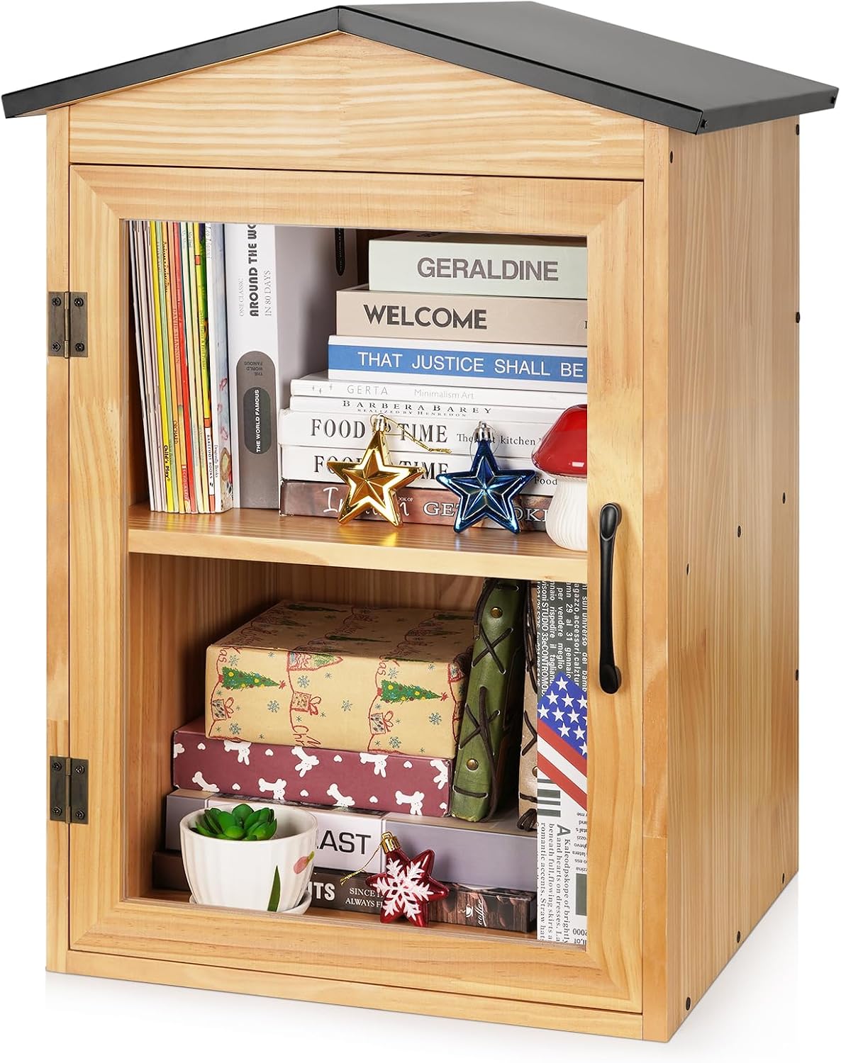 2-tier outdoor library outdoor book box storage, 16x14x25, main product view