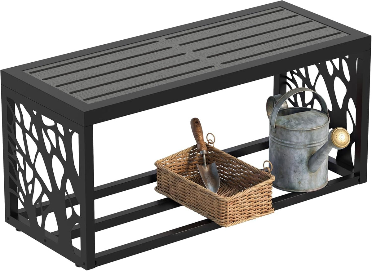 37" outdoor storage bench, hdpe seat, steel frame, main product view