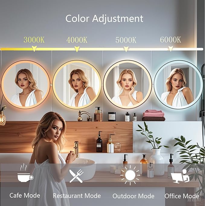 Wall-Mounted Round Bathroom Mirror - Image 2