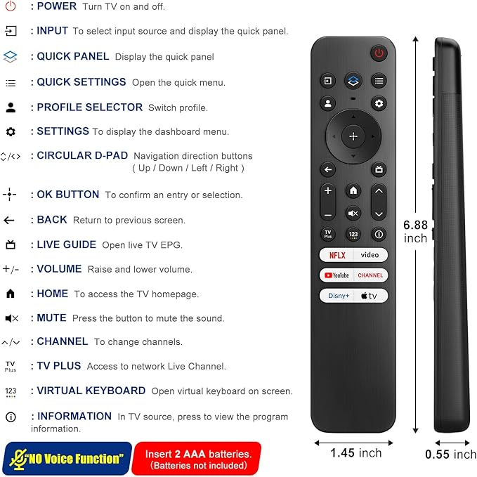 Replacement Remote Only for TCL-Google-TV-Remote-Control, for TCL 4K Google - Image 6