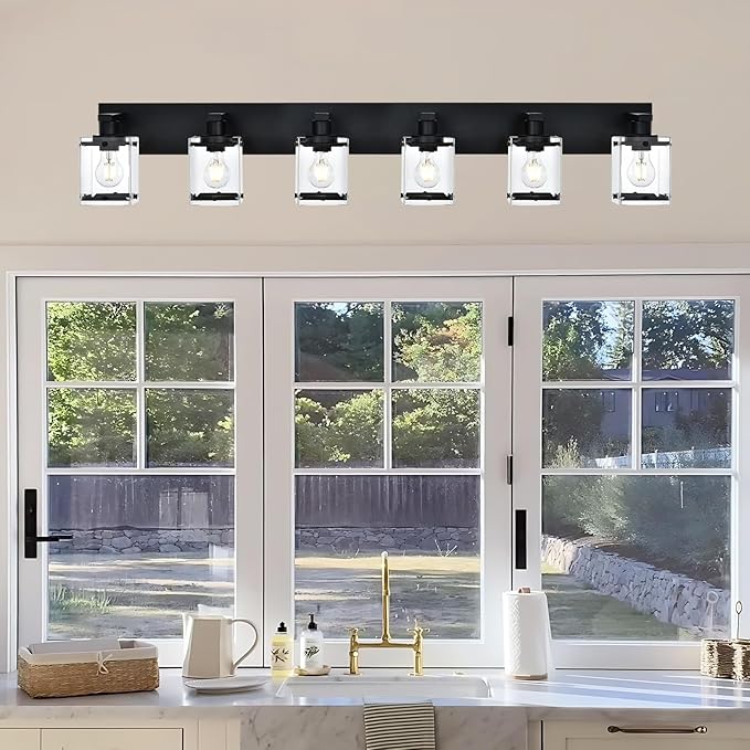 WINSHEN 6-Light Bathroom Light Fixture Black Finish, Modern Vanity Lighting - Image 8