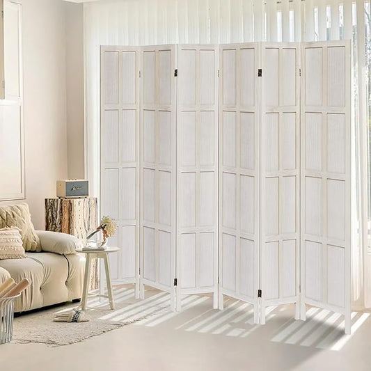 ALeesing 6 Panel Room Divider, 5.6Ft Wood Room Dividers and Folding Privacy by ALeesing