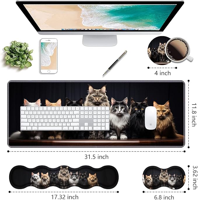 Ergonomic Keyboard Wrist Rest & Mouse Pad Wrist Rest Set, Large Gaming Desk Mat - Image 2