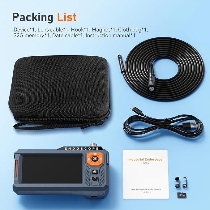 Triple Lens 5" IPS Borescope Inspection Camera, Ginocaco 1080P Digital Video - Image 7