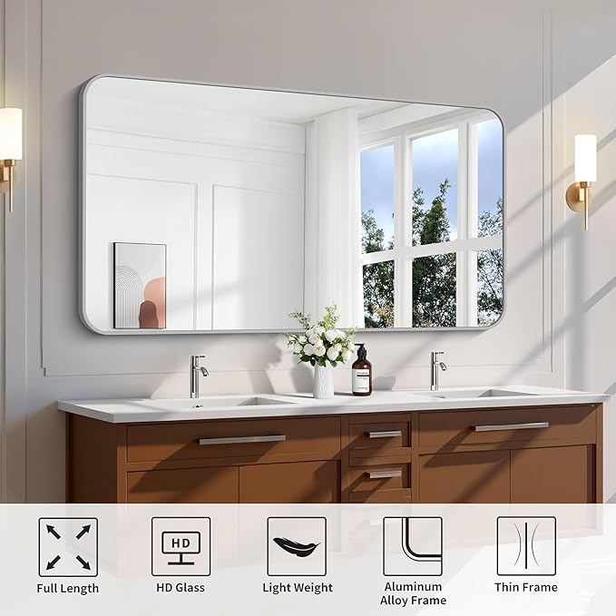 FORBATH 30x55 Inch Silver Bathroom Mirror - Image 7
