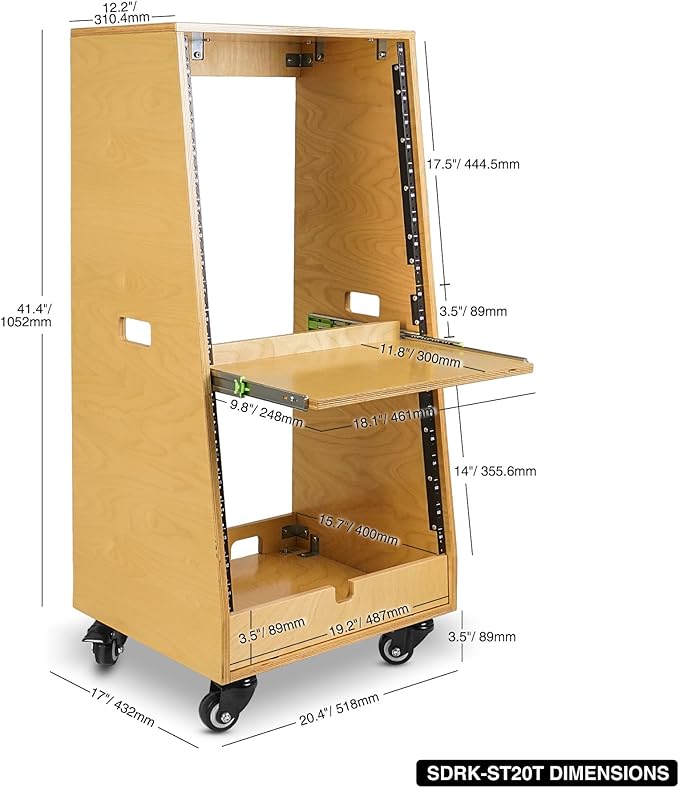 Sound Town DIY Slanted 20U Studio Rack, - Image 5