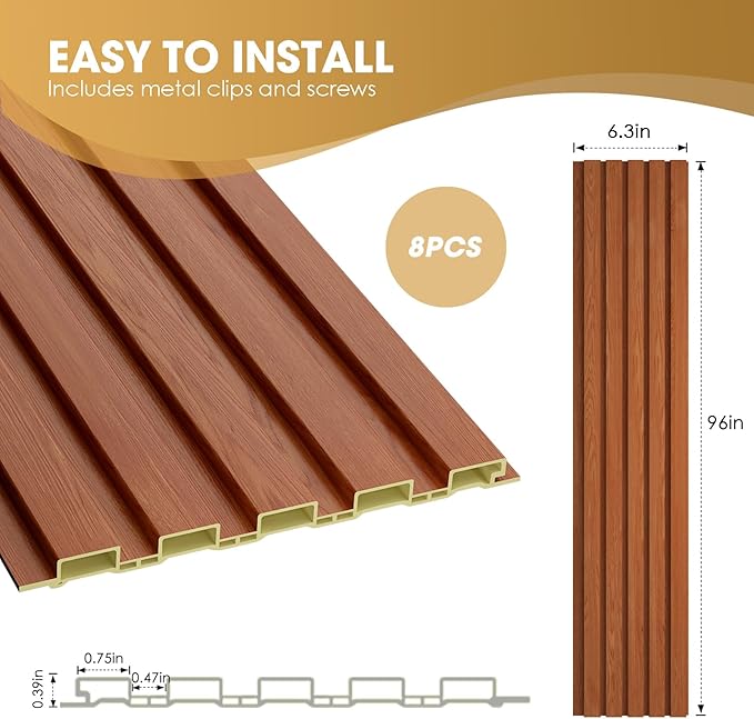 OUZUGIE WPC Acoustic Slat Wall Paneling, Living Room, TV Background, Study Room - Image 3