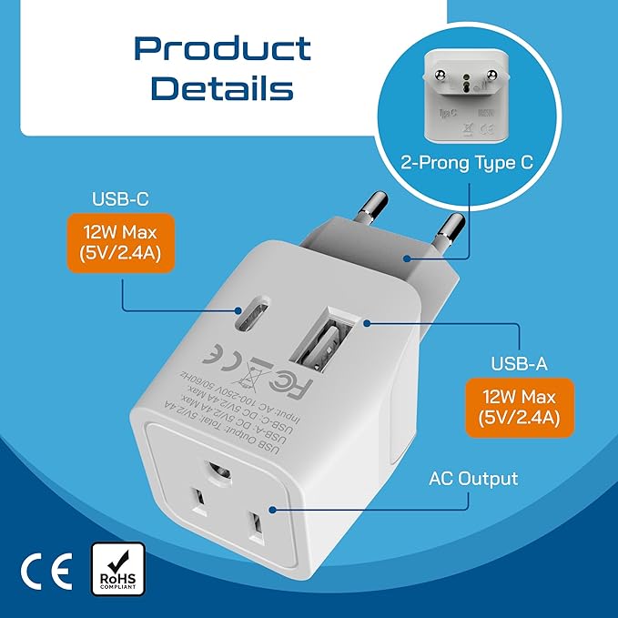 Ceptics European Travel Plug Adapter - Image 4