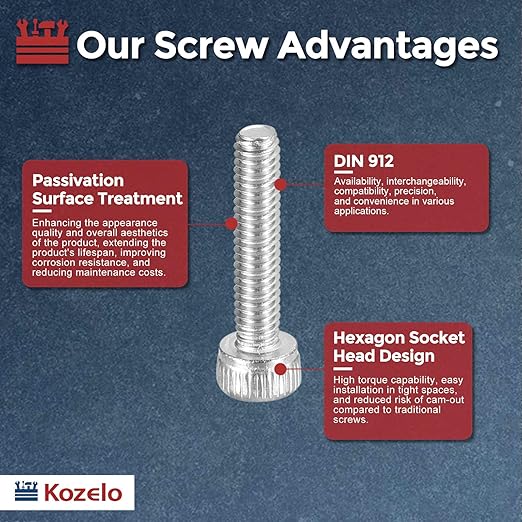 Kozelo 50pcs Socket Head Cap Screws - Image 3