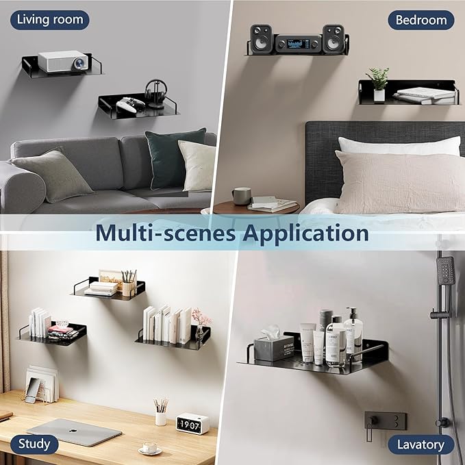 Floating Shelves for Projector, Metal WiFi Router Shelf, Cable Box Wall Mount - Image 6