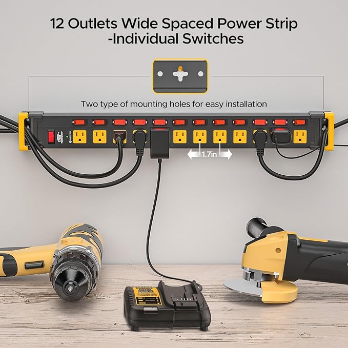CRST 12 Outlet Heavy Duty Metal Power Strip - Image 3