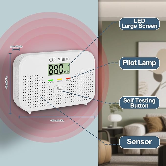 Carbon Monoxide Detector Powered by AA Battery, CO Monitoring Alarm - Image 6