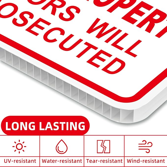 GXGGUS NO Trespassing Signs Private Property Video Surveillance Sign, Large - Image 5