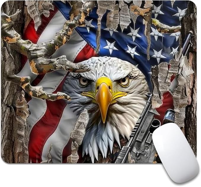 American Flag Eagle rip Oak camo Square Mouse pad, Waterproof, Anti Slip Rubber by Goodsprout