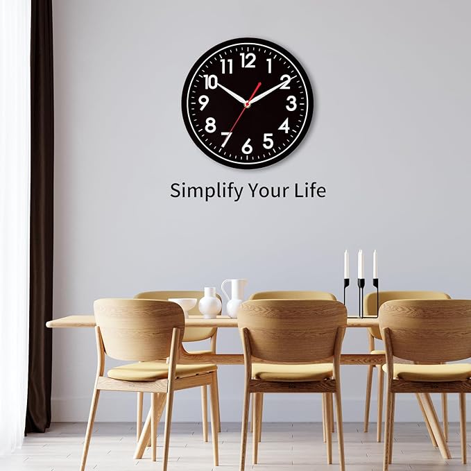 AKCISOT Wall ClockModern Black Silent Non Ticking Wall Clocks Battery Operated - Image 6