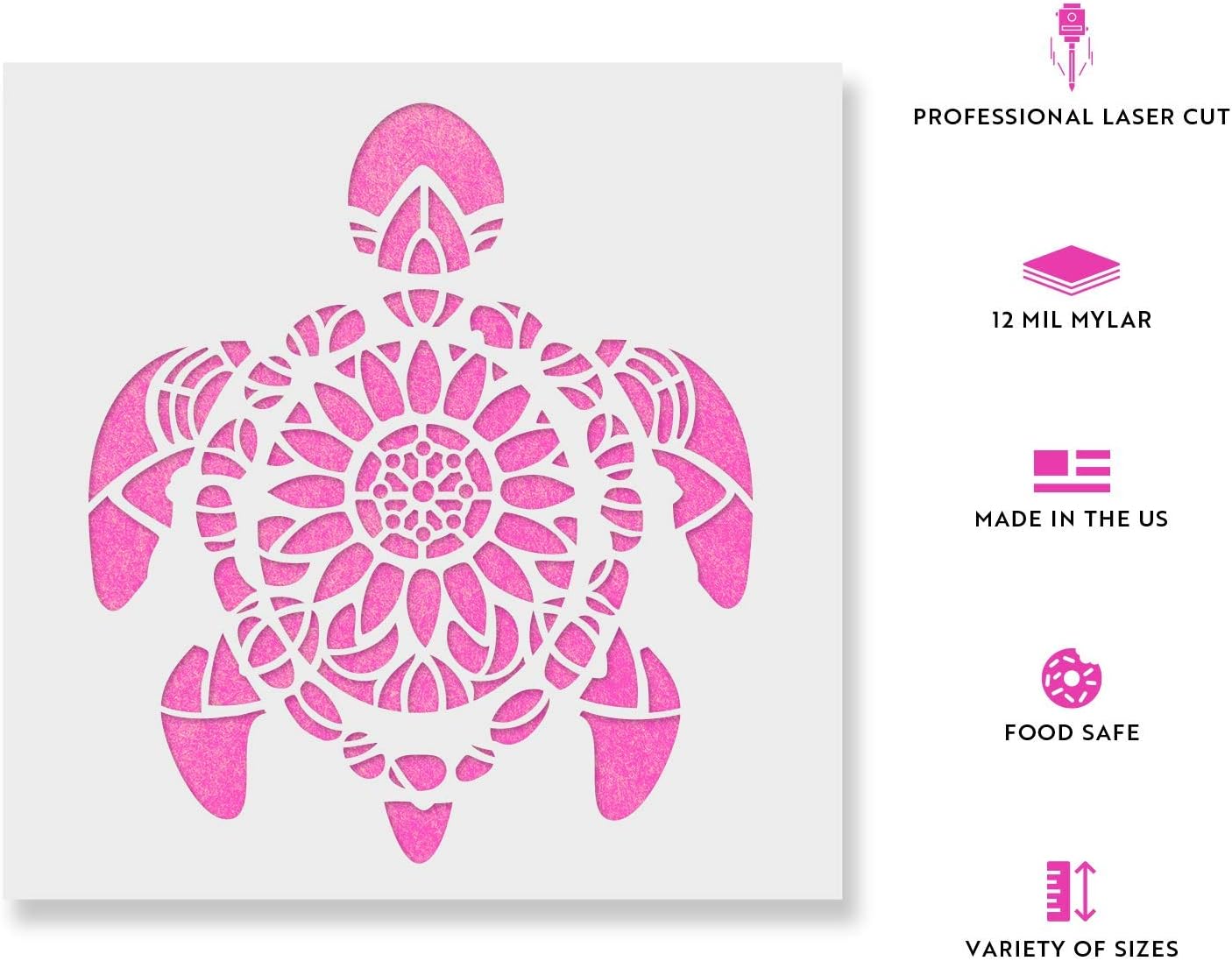 Mandala Turtle Stencil - Fish Stencil, Drawing Stencils, Large Stencil, Plastic Stencils, Stencils for Wood