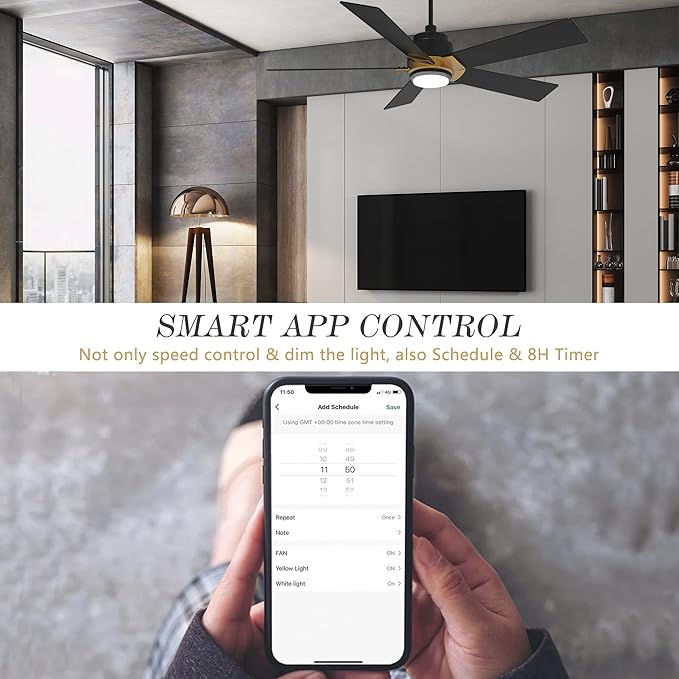 SMAAIR Smart Ceiling Fans with Lights and Remote, 52 Inch Low Profile Ceiling - Image 7