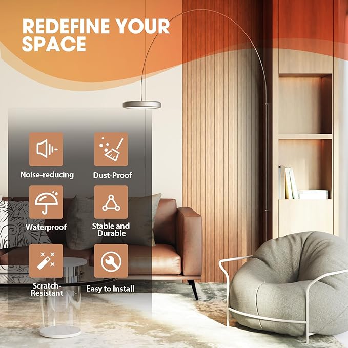 OUZUGIE WPC Acoustic Slat Wall Paneling, Living Room, TV Background, Study Room - Image 6