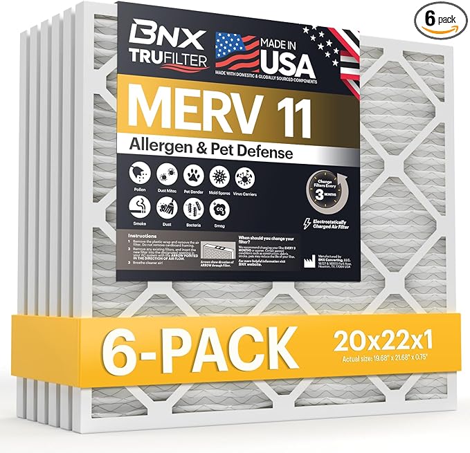 BNX TruFilter 20x22x1 Air Filter MERV 11 by BNX