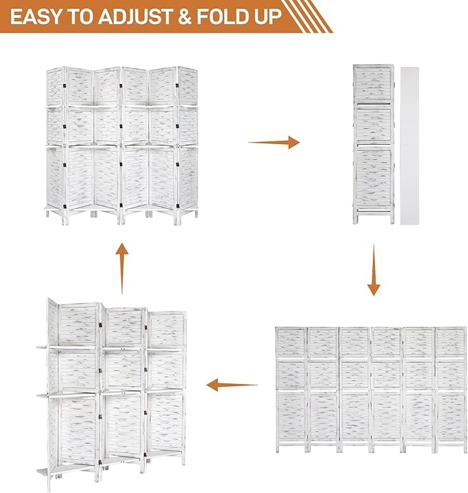 Bonnlo 6 Panels Wood Room Divider - Image 3