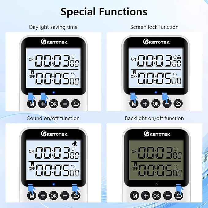 KETOTEK KTTS02 Digital Timer Outlet Plug in Timer Switch Socket Indoor Infinite - Image 6