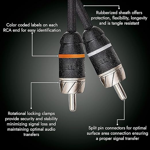 Elite Audio Premium Series 6ft. 2-Channel Car Audio RCA Cable – Double Shielded - Image 2