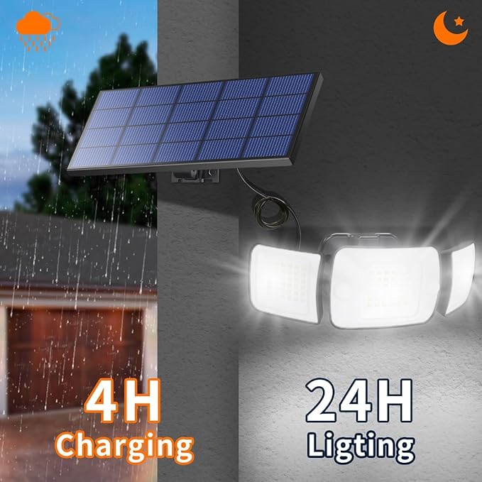intelamp Solar Flood Lights Outdoor Waterproof, 6000mAh 1200LM Solar Powered - Image 6