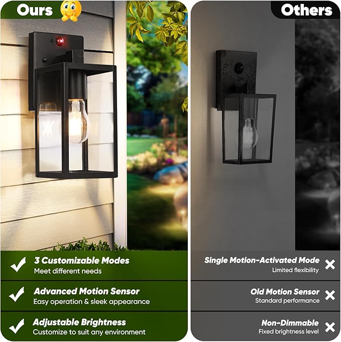 2-Pack Upgraded Motion Sensor Outdoor Wall Lights, 10.6” Small Dusk to Dawn - Image 2