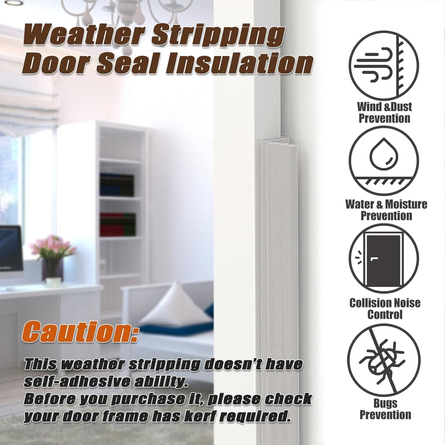 40 FT Door Frame Extra Thick Kerf Non-Adhesive Weather Stripping Seal Strip PU Foam, PE Cover, Groove Slot Installation for Large Gap, Sound, Dust, Water Insulation (40ft, Black, Extra Thick Flanged)