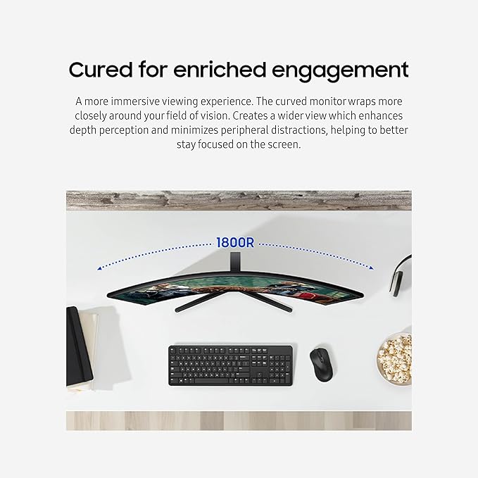 Samsung 27" Essential S3 Series FHD 1800R Curved Computer Monitor, Game Mode - Image 4