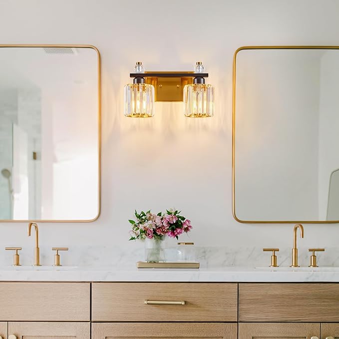 FDPBY Bathroom Vanity Lights 2-Light Black Gold Modern Crystal Vanity Light - Image 7