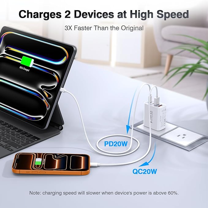 USB C Wall Charger, 40W Fast USB C Charger Block, 4-Port PD+QC Wall Plug Power - Image 2