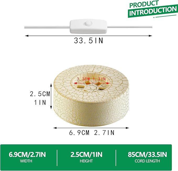 ZEERSHEE 2Pcs Crackle Glaze LED Display Stand - Image 3