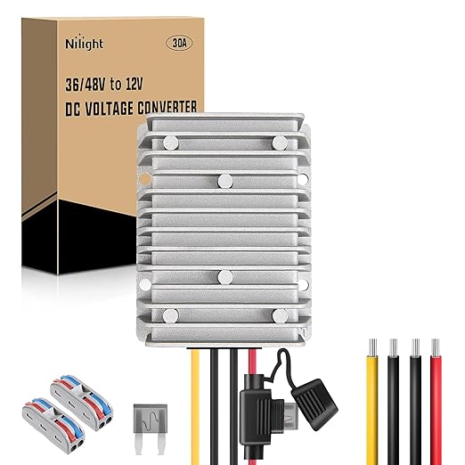 Nilight 48V 36V to 12V Voltage Converter 360W 30A Regulator Step Down to 12VDC by Nilight