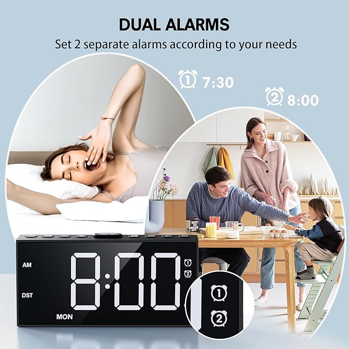 Mesqool Loud Alarm Clock for Heavy Sleeper, - Image 3