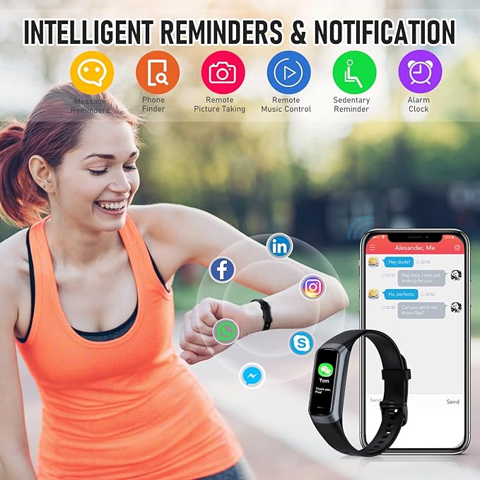 Fitness Tracker with 24/7 Heart Rate Blood Oxygen Sleep Monitor, 1.1" AMOLED - Image 6
