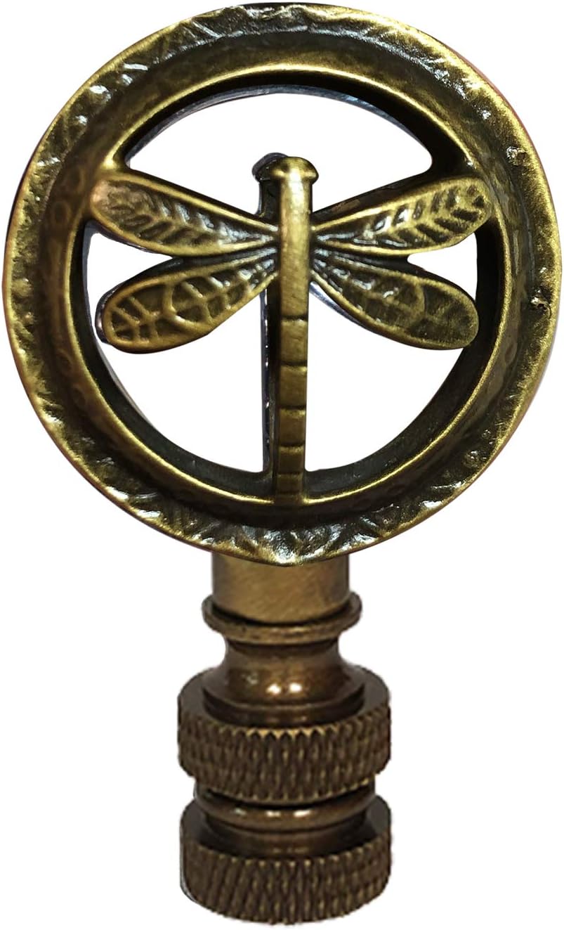 Royal Designs, Inc. Decorative Dragonfly Lamp Finial, F-5093-AB-1, Antique Brass