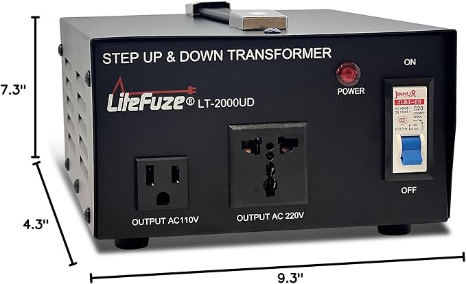 LiteFuze 2000 Watt Voltage Converter Transformer Step Up/Down - 110v to 220v / - Image 10