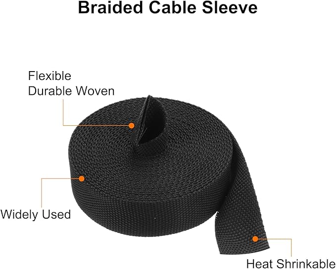 MECCANIXITY Braided Cable Sleeves Heat Shrinkable Fabric Sleeving, 5/8" 16ft - Image 4